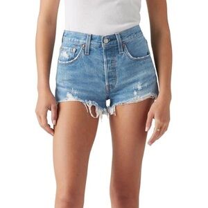 Levi's Blue Distressed Jean Shorts